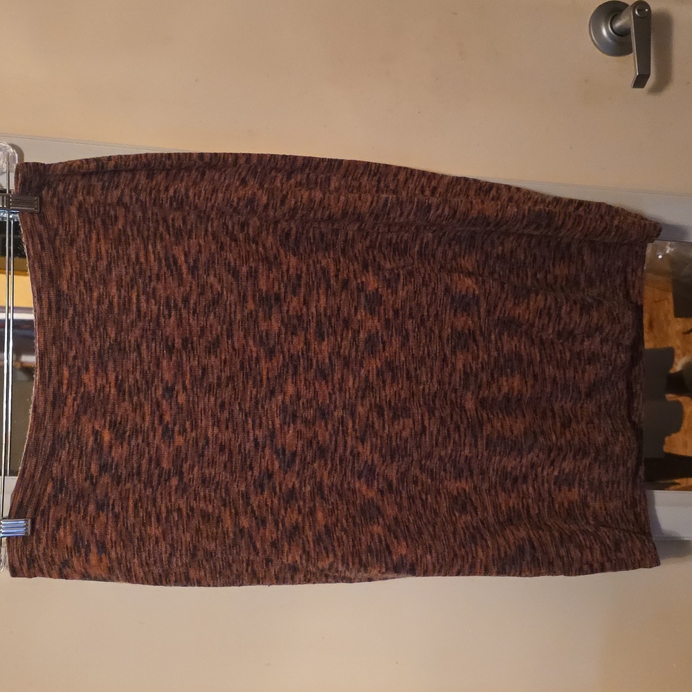 Kensie Orange And Gray Knit Pencil Skirt